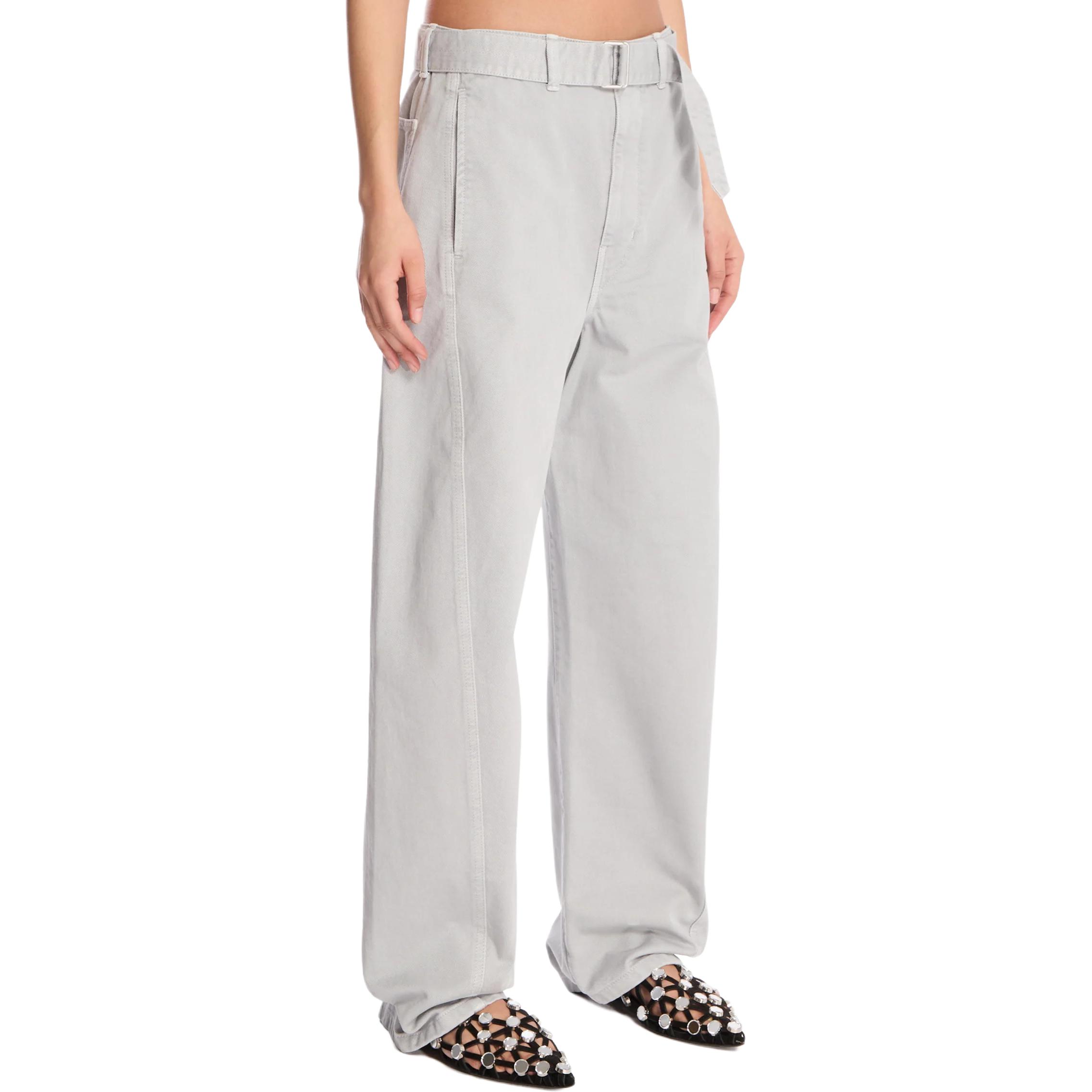 Purchase Lemaire SS25 灰色直筒休閒長褲附側口袋與腰帶 PA326LD1036-BK948