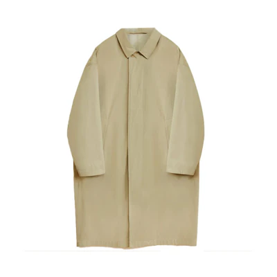 Lemaire Unisex Long-Sleeve Mid-Length Trench Coat in Khaki. CO1041LF1219-BG234
