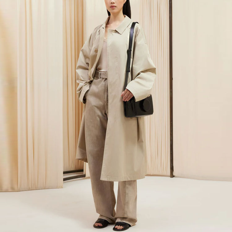 Details for Lemaire 中性卡其色長袖中長版風衣外套. CO1041LF1219-BG234