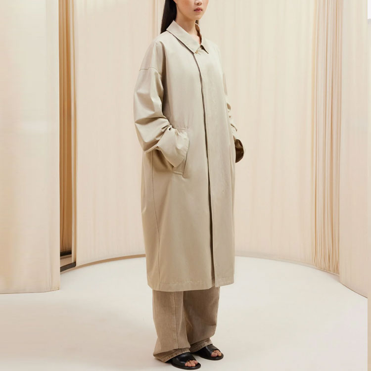 Sizing Lemaire 中性卡其色長袖中長版風衣外套. CO1041LF1219-BG234