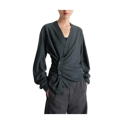 Lemaire Unisex Oversized V-Neck Knit Sweater Grey. TO1082LK087-BK992