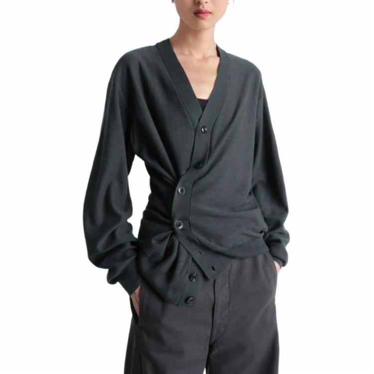 Order Lemaire Unisex Baju Sejuk Rajut Kelabu Leher V Oversized. TO1082LK087-BK992