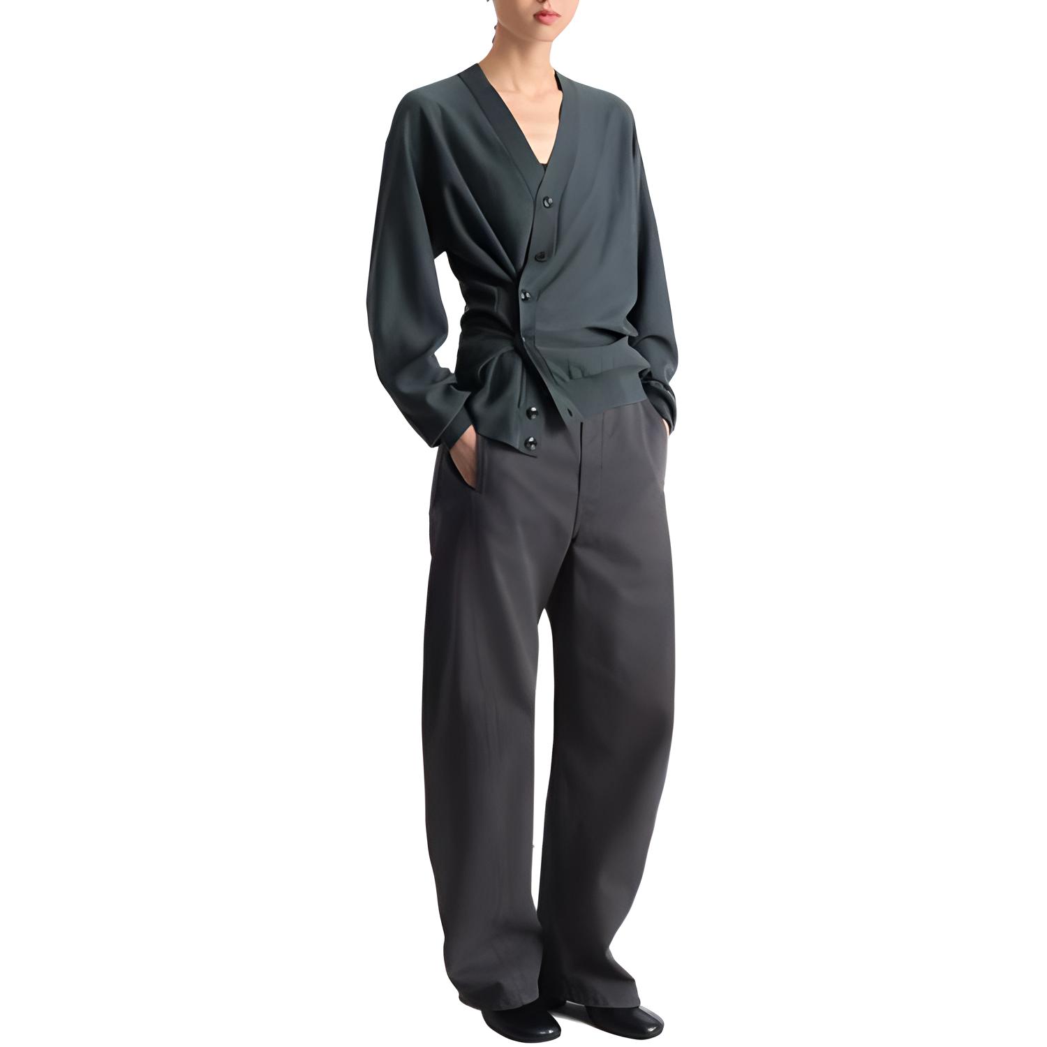 Shop Lemaire Unisex Baju Sejuk Rajut Kelabu Leher V Oversized. TO1082LK087-BK992