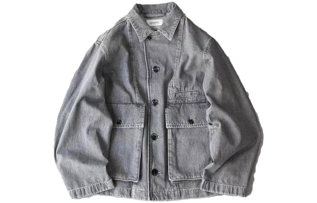 Lemaire Unisex Pocket Long-Sleeve Jacket in Limestone Gray X221OW306LD074