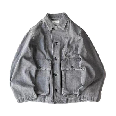 Lemaire Unisex Pocket Long-Sleeve Jacket in Limestone Gray X221OW306LD074