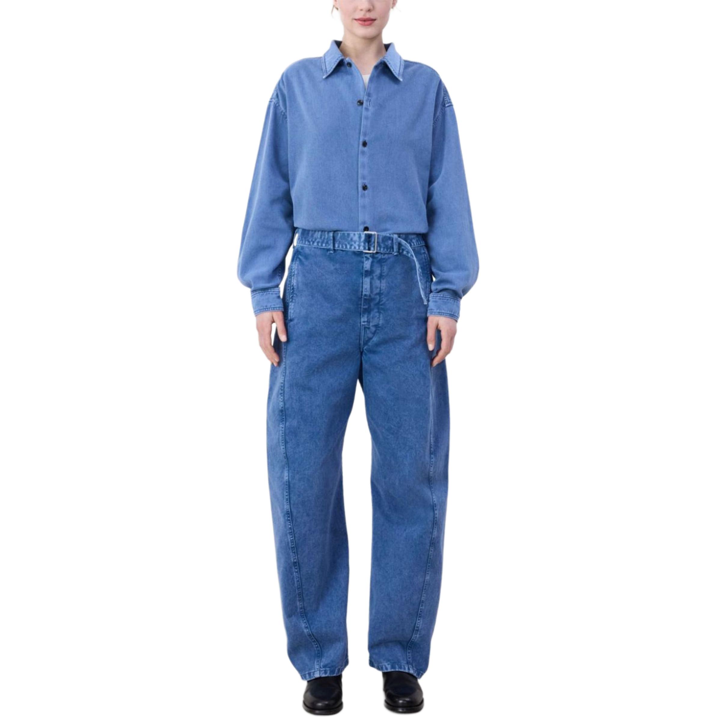 Shop Lemaire Jeans Unisex Biru Relaxed Fit Vintage Washed Twisted Seam. PA326LD1007BL765