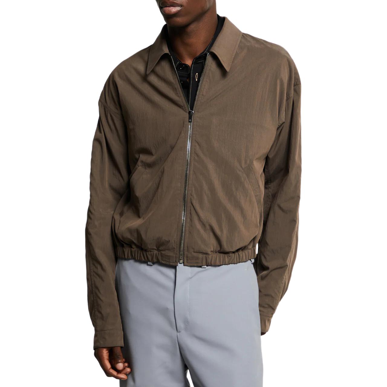 Lemaire Walnut Brown Relaxed Fit Zip-Up Jacket for Men OW1124-LF1370-BR465