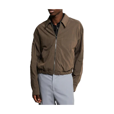 Lemaire Walnut Brown Relaxed Fit Zip-Up Jacket for Men OW1124-LF1370-BR465