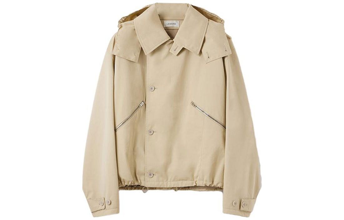 Lemaire Water-Resistant Hooded Jacket Sage Gray Unisex Loose Fit OW1004LF1011BG234