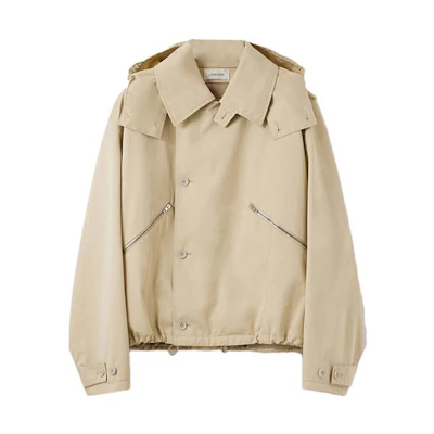 Lemaire Water-Resistant Hooded Jacket Sage Gray Unisex Loose Fit OW1004LF1011BG234