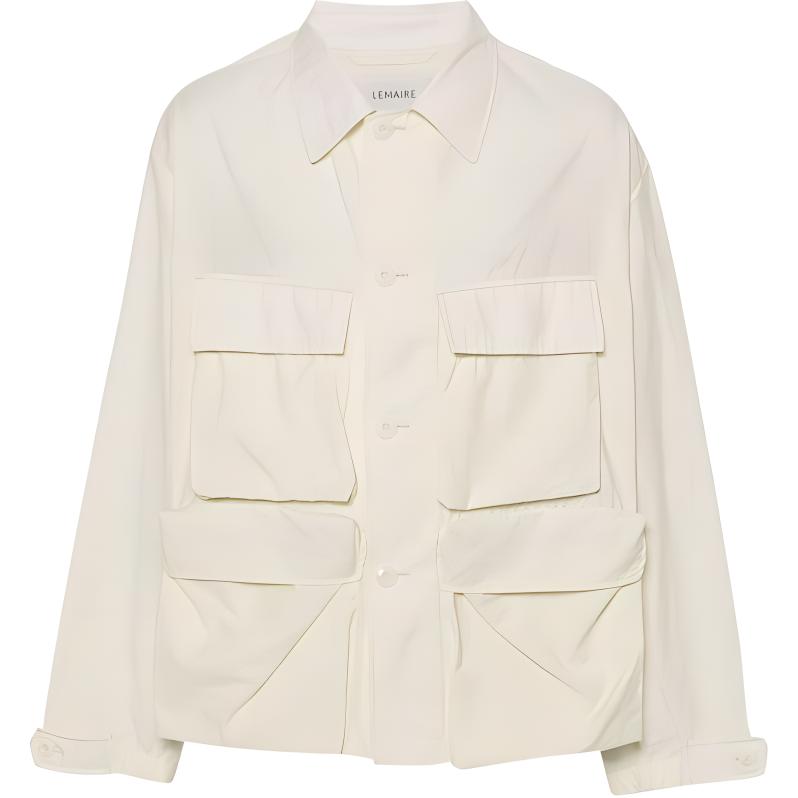 Lemaire White Solid Loose-Fit Single-Breasted Long-Sleeve Jacket OW1059LF1234-YE500