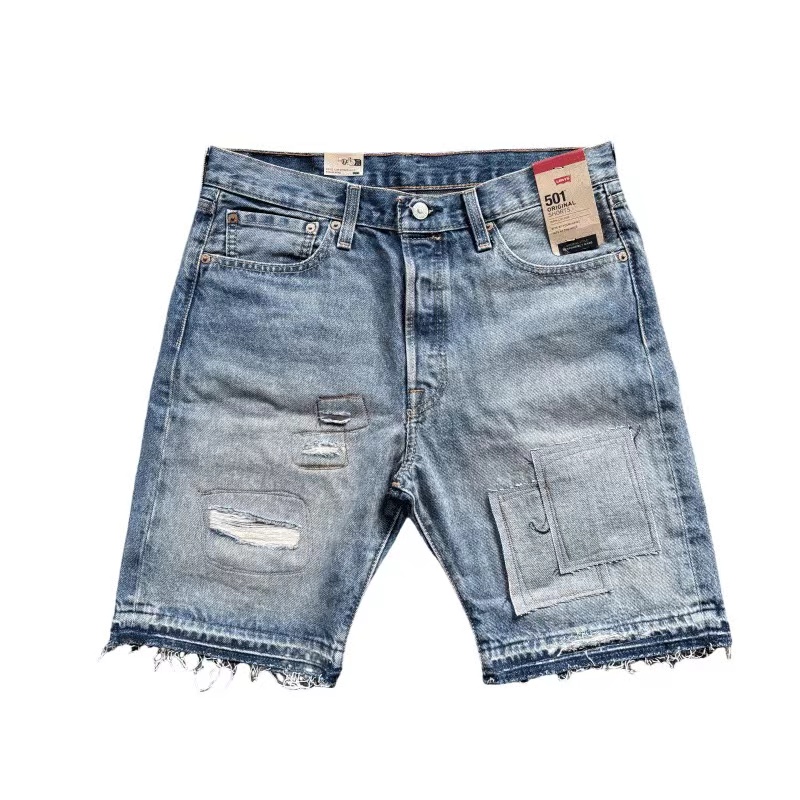 Levi's 501  Mid-Rise Distressed Denim Shorts Casual Blue 36512-0232