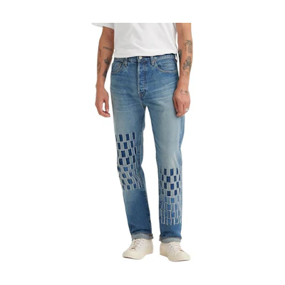 Levi's 501 Blue Colorblock Straight-Leg Jeans A5875-0008