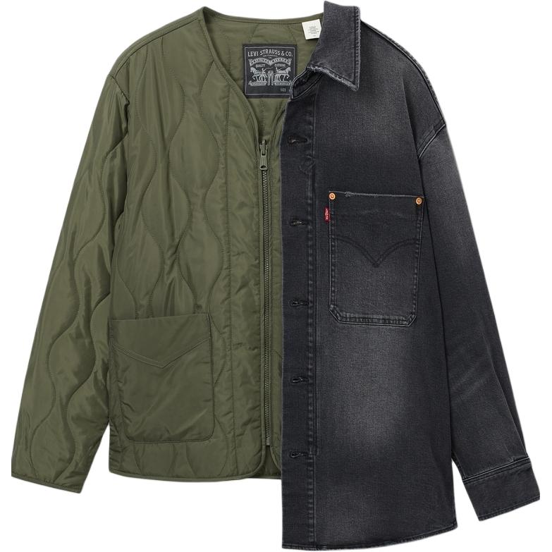 Shop Levi''s 做旧宽松版牛仔夹克 灰黑色 0017L-0001