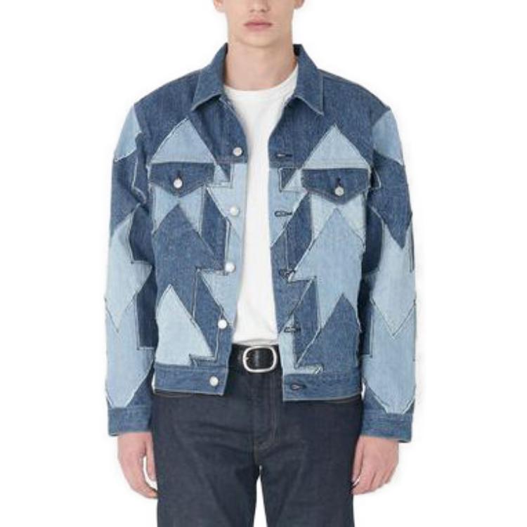 Shop Levi''s 蓝色宽松版拼色翻领牛仔夹克. A5883-0002