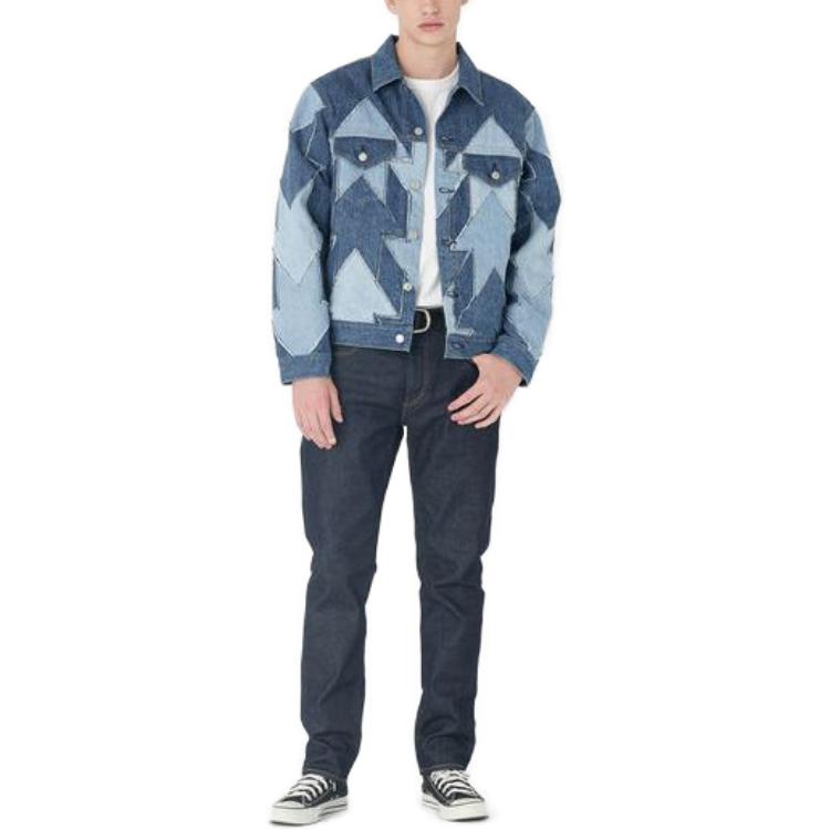 Cheap Levi''s 蓝色宽松版拼色翻领牛仔夹克. A5883-0002