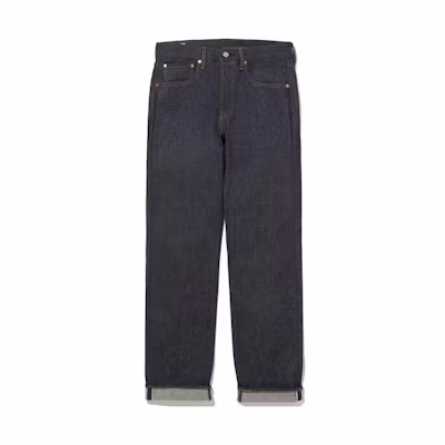 Levi's Solid Button Mid-Rise Straight Jeans Deep Indigo Blue 00501-3516