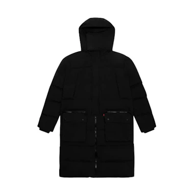 Levi's Black Mid-Length Solid Letter Logo Hooded Down Jacket A3275-0000