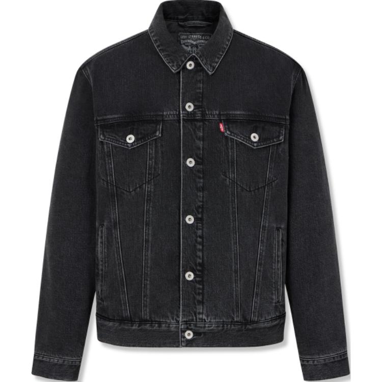 Order Levi's Black Minimalist Button-Up Casual Jacket for Men A8409-0001