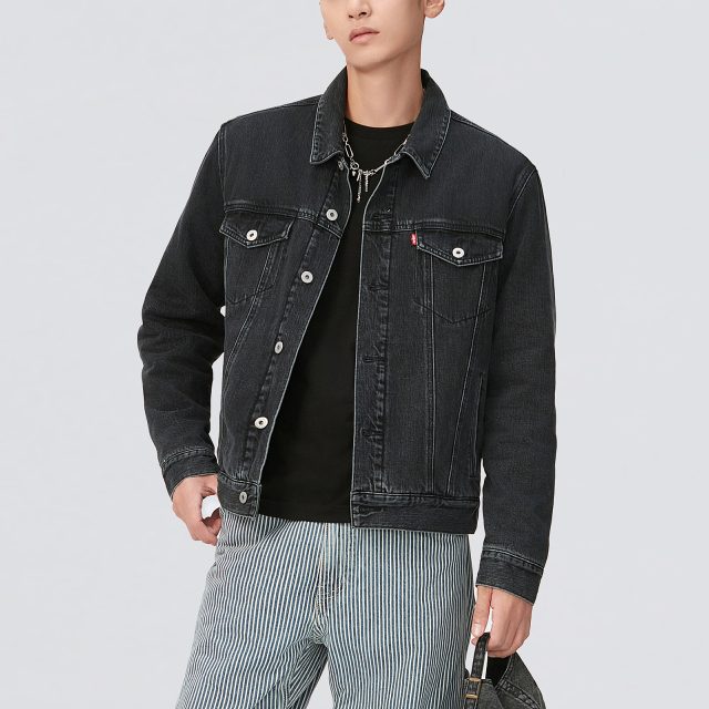 Shop Levi's Black Minimalist Button-Up Casual Jacket for Men A8409-0001