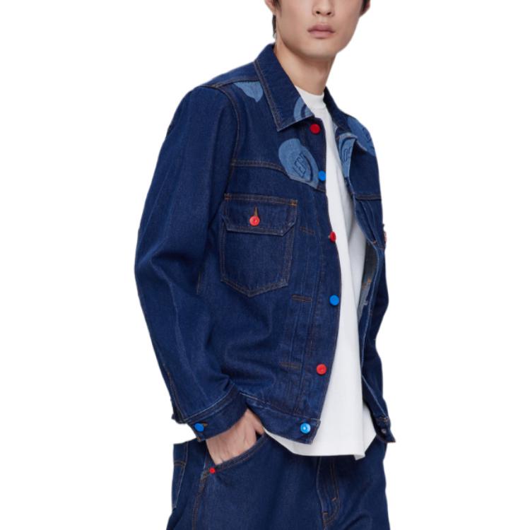 Shop Levi's Blue Geometric Print Long-Sleeve Casual Jacket A5426-0002