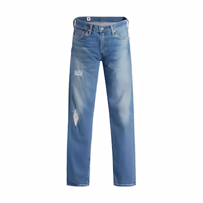 Levi's Blue Mid-Rise Straight Cut Distressed Jeans A5876-0002