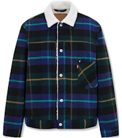 Levi's Blue Plaid British Style Sherpa Jacket A4882-0005 Levi's Blue Plaid British Style Sherpa Jacket A4882-0005