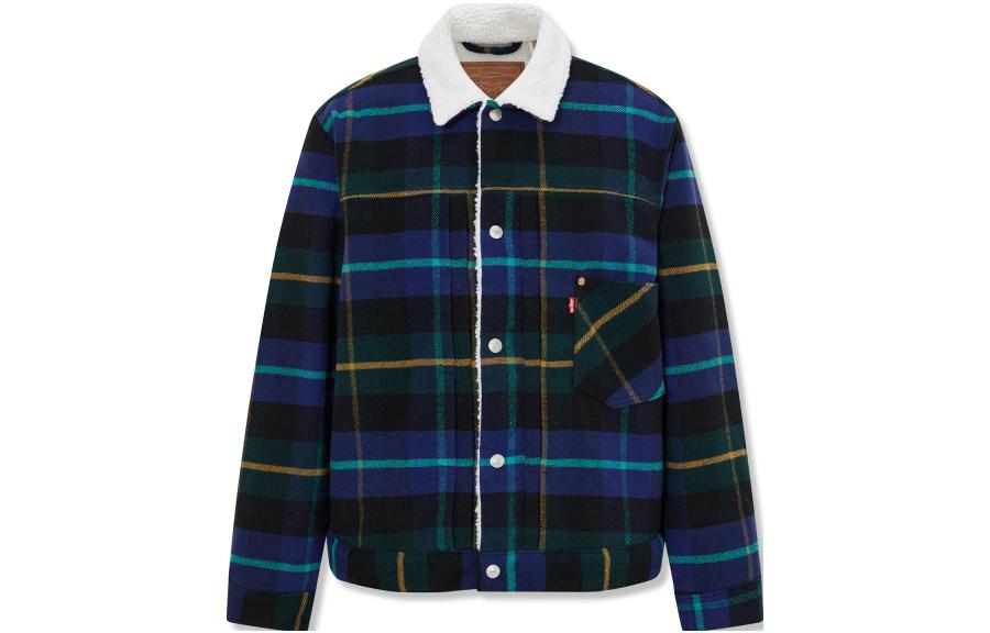 Order Levi's Blue Plaid British Style Sherpa Jacket A4882-0005