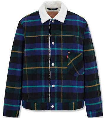 Levi's Blue Plaid British Style Sherpa Jacket A4882-0005 Order Levi's Blue Plaid British Style Sherpa Jacket A4882-0005