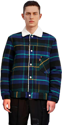 Levi's Blue Plaid British Style Sherpa Jacket A4882-0005 Purchase Levi's Blue Plaid British Style Sherpa Jacket A4882-0005