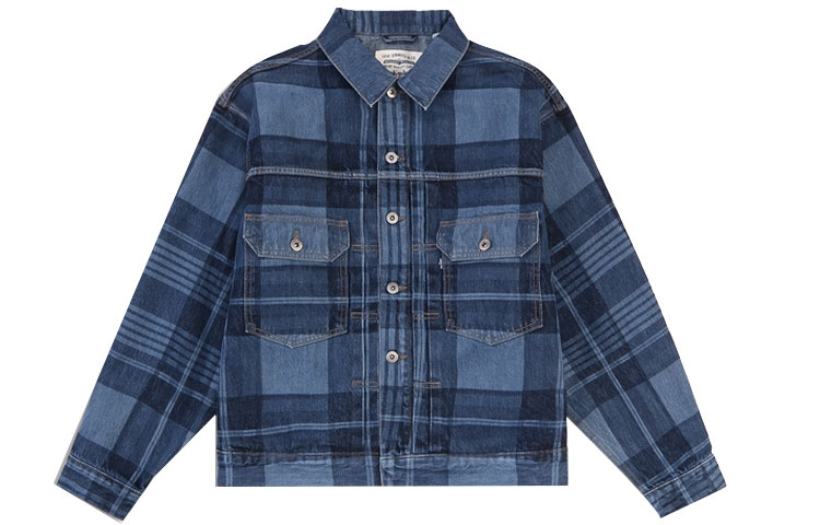 Levi's Blue Plaid Denim Jacket with Collar 21261-0009