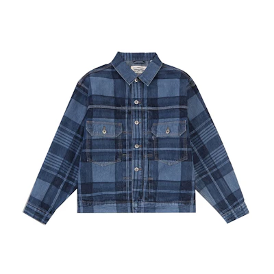 Levi's Blue Plaid Denim Jacket with Collar 21261-0009