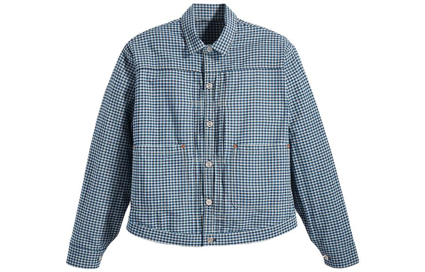 Levi's Blue Plaid Single-Breasted Long Sleeve Jacket 61866-0011