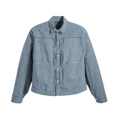 Levi's Blue Plaid Single-Breasted Long Sleeve Jacket 61866-0011