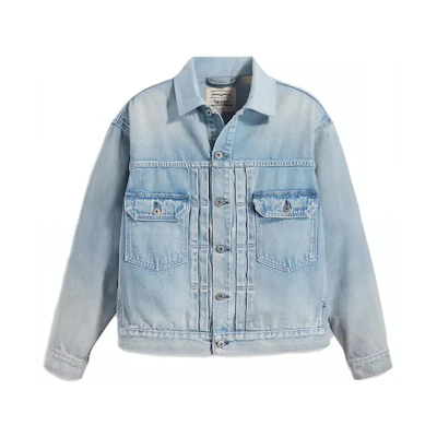 Levi's Blue Solid Color Denim Jacket with Long Sleeves 21261-0026
