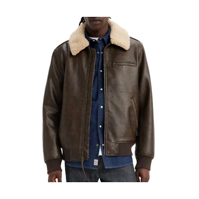 Levi's Brown Aviator Bomber Jacket with Sherpa Collar 59491-0373