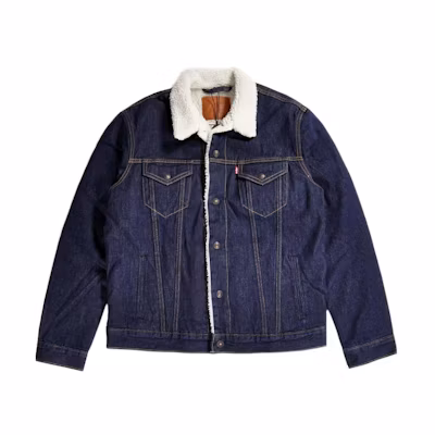 Levi's Denim Long Sleeve Jacket Solid Color Single-Breasted - Dark Blue 16365-0084