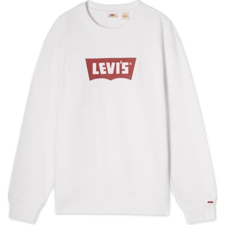 Levi's Denim Ronin FW24 Logo Print Crewneck Loose Fit Sweatshirt White Men. 0018N-0000