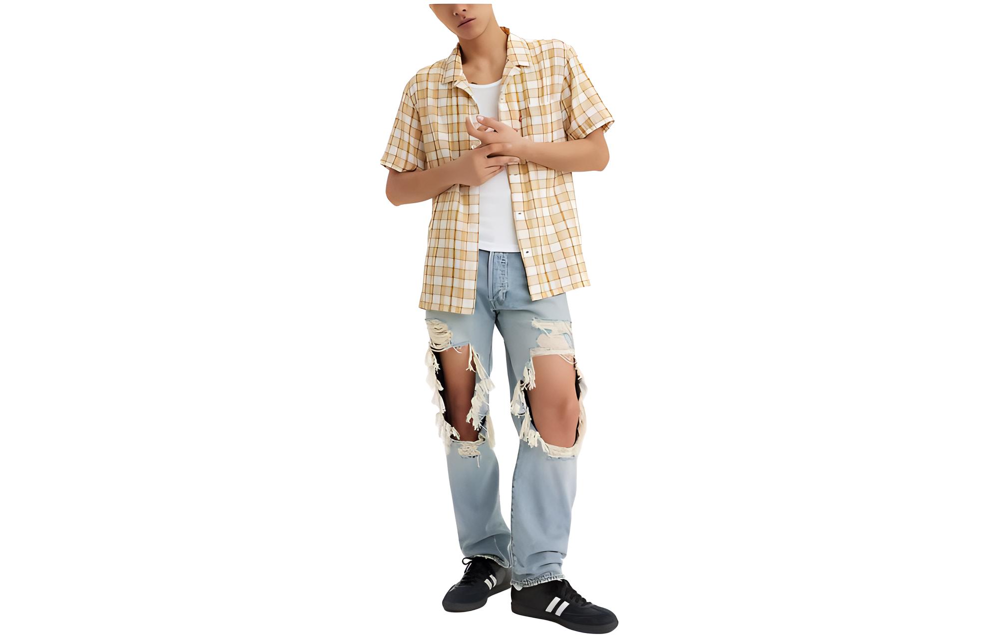 Levi's Distressed Straight-Leg Zipper Jeans Light Blue 79830-0285