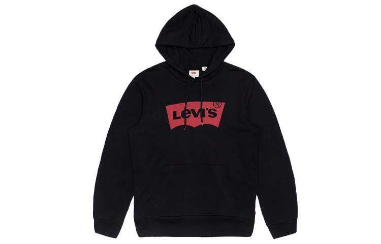 Levi's Drawstring Casual Pullover Hoodie Unisex BLACK 19622-0005