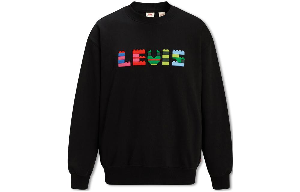 Levi's FW22 Embroidered Logo Crewneck Pullover Sweatshirt Unisex Black A5441-0001