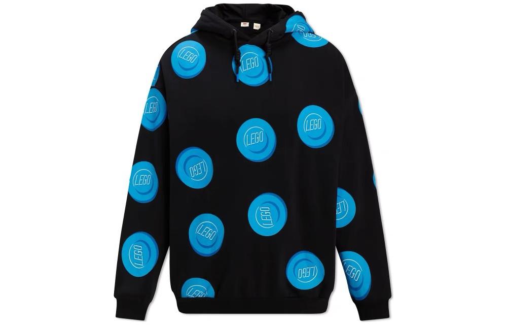 Levi's FW22 Printed Hoodie Unisex Black Blue Pullover Long Sleeve. A5438-0001