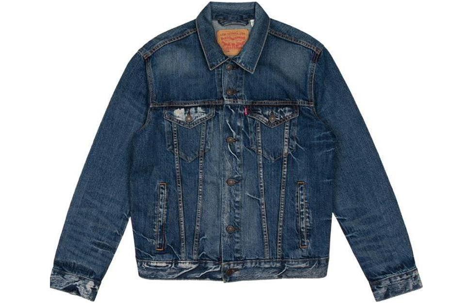 Levi's FW22 Solid Color Denim Jacket Blue Long Sleeve 72334-0140