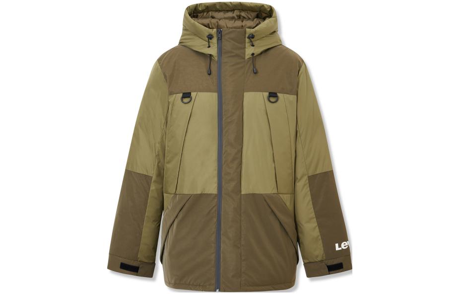 Levi's FW23 Color-Block Mid-Length Padded Cotton Coat in Camel A8590-0000
