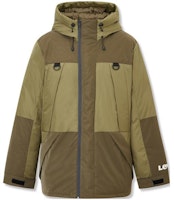 Levi's FW23 Color-Block Mid-Length Padded Cotton Coat in Camel A8590-0000 Levi's FW23 Color-Block Mid-Length Padded Cotton Coat in Camel A8590-0000