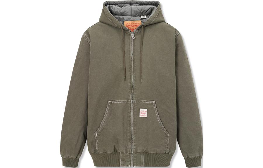 Levi's FW23 Green Solid Hooded Loose Cotton Jacket A3222-0004