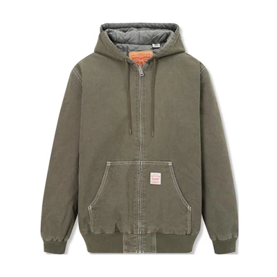 Levi's FW23 Green Solid Hooded Loose Cotton Jacket A3222-0004