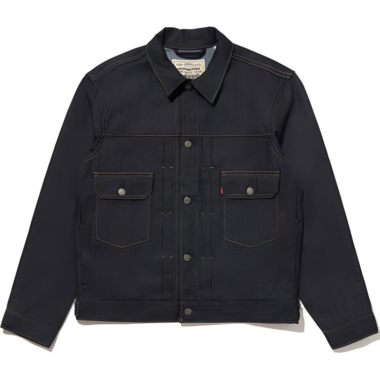 Levi's FW24 Solid Crinkle Flap Pocket Denim Jacket in Deep Indigo A9190-0000