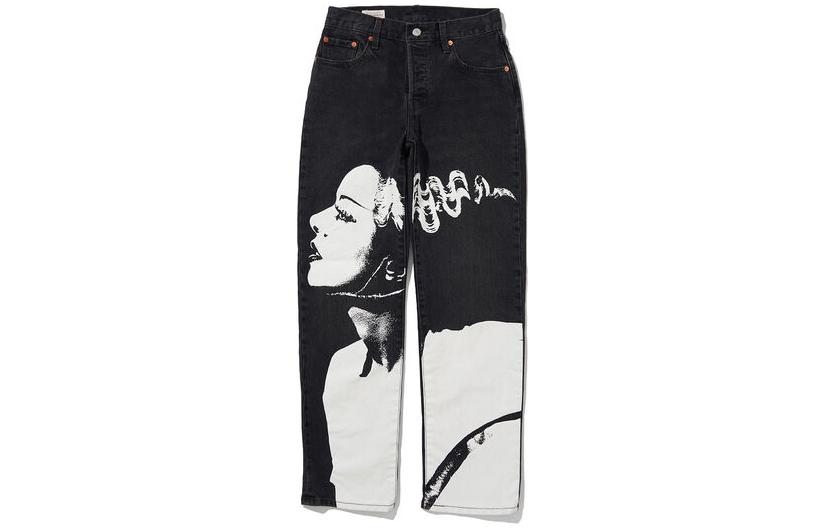 Levi's Graphic Print Straight-Leg Jeans Unisex Black A3683-0000