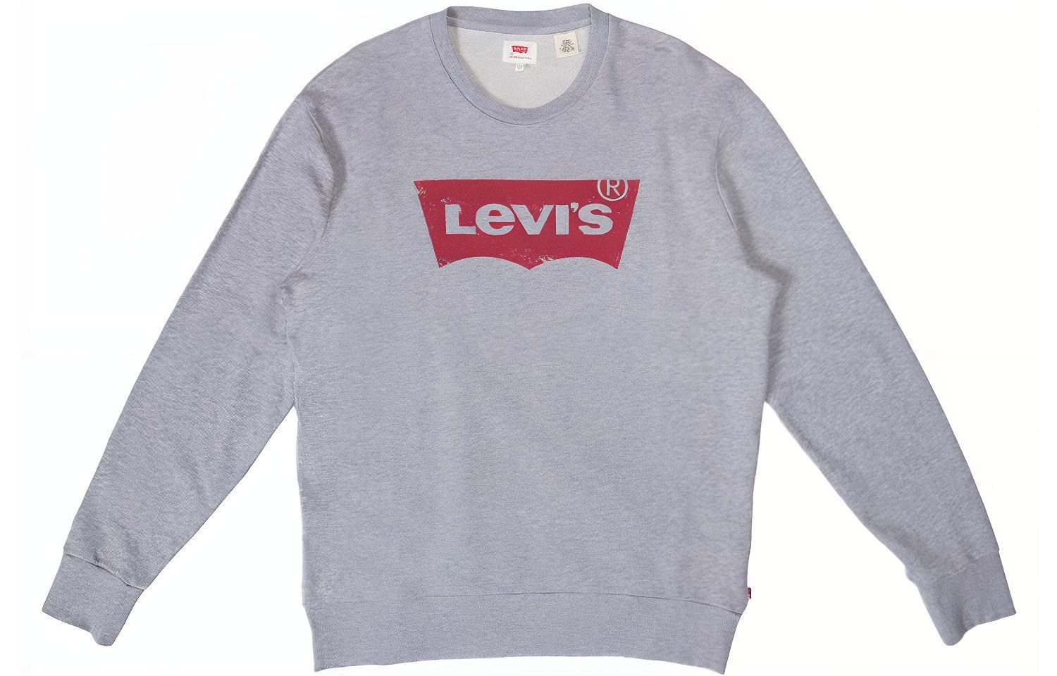 Levi's Gray Crewneck Pullover Sweatshirt with Letter Print. 19492-0026